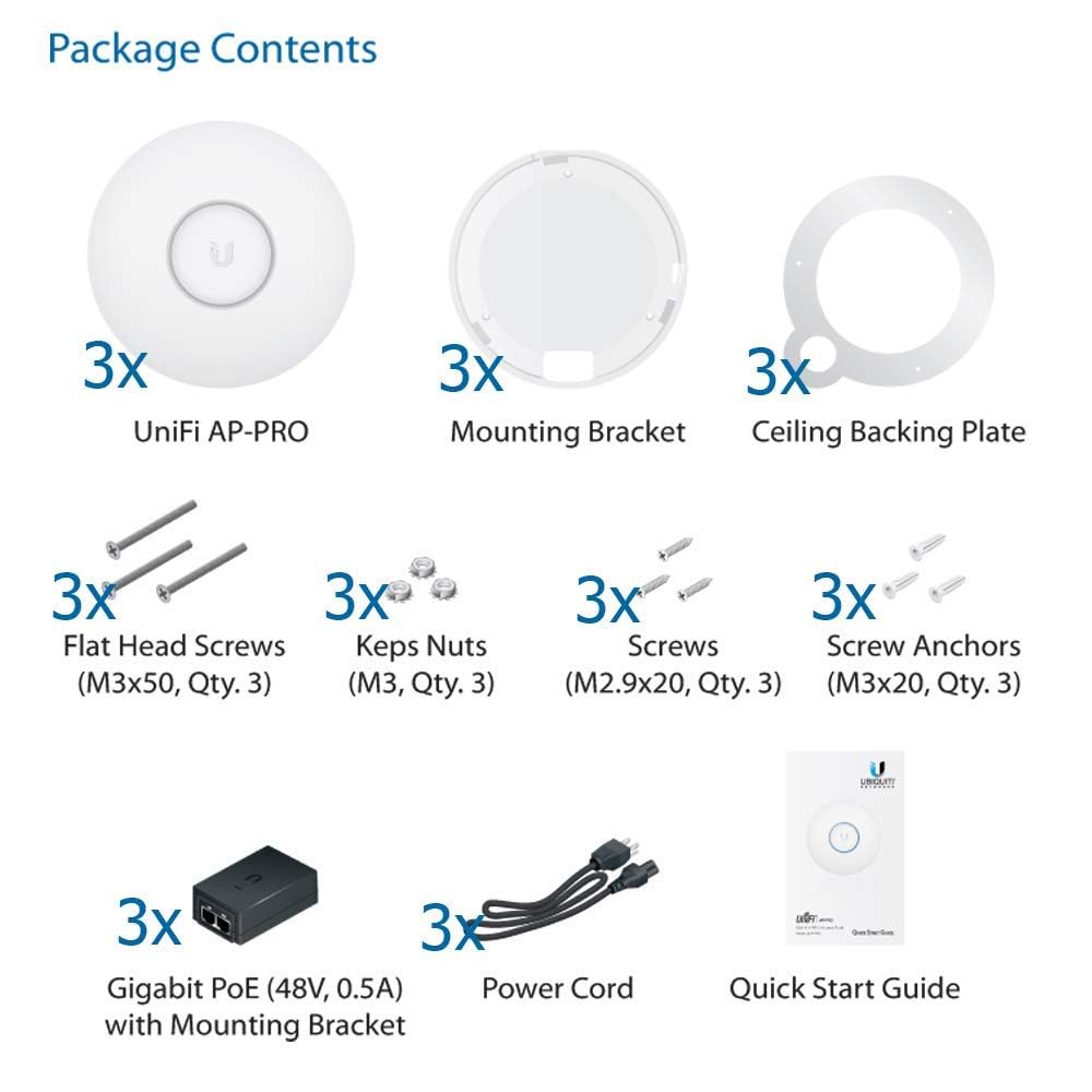 Ubiquiti Networks UniFi AP, AC PRO, 3-Pack - UAP-AC-PRO-3(US)