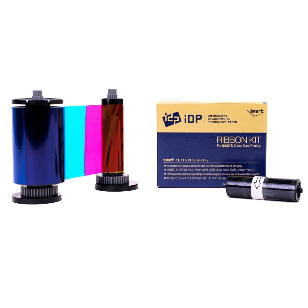 IDP SMART-21 YMCKO Original Consumables Kit with 100 Color Ribbon, 100 Primus Plastic PVC Cards and Cleaning Roller (Not Compatible with IDP Solid Brand Products)