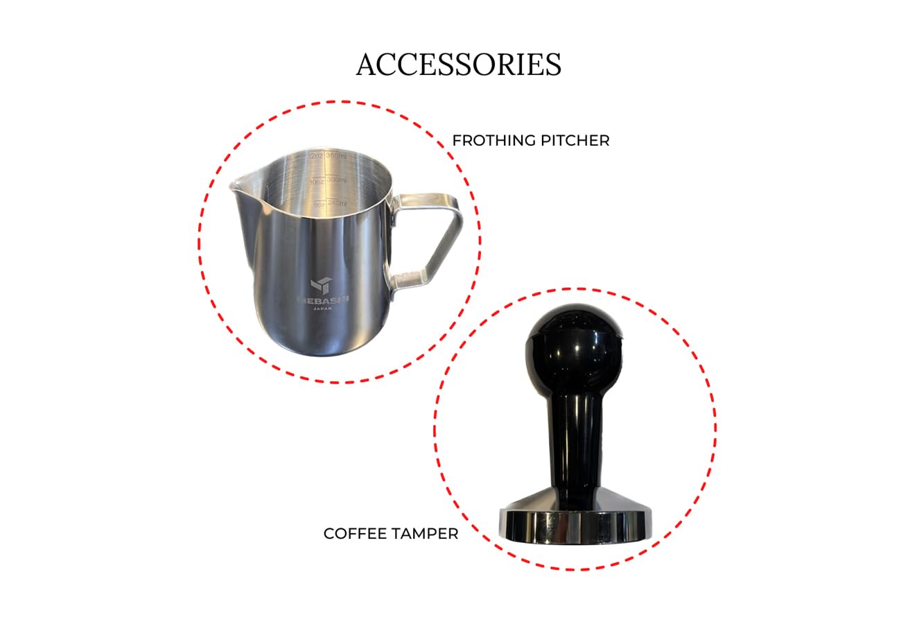 MEBASHI Espresso Coffee Machine - 15 Bar, 1.7L Capacity, Stainless Steel, Multifunction with Adjustable Brewing Time, and Professional Porta-Filter (ME-ECM2043)(1450W)