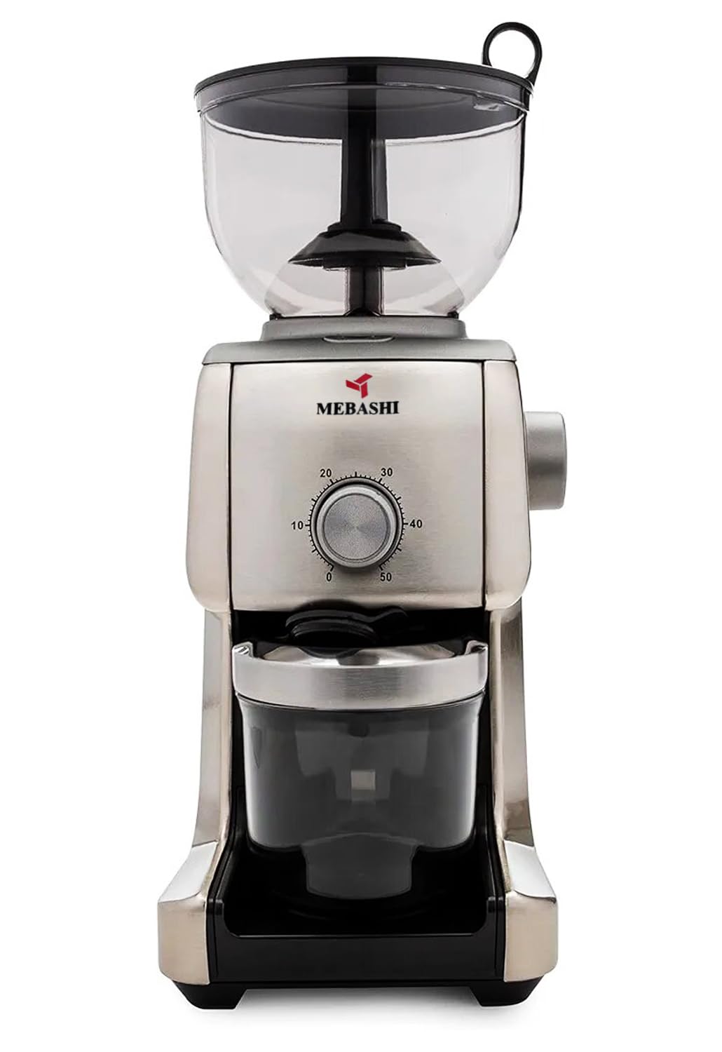 Mebashi Conical Burr Coffee Grinder Stainless Steel | 16-Step Adjustable Grind, 400g Capacity, Airtight Containers, Direct Portafilter Grinding (ME-CG2290) (130 Watt)