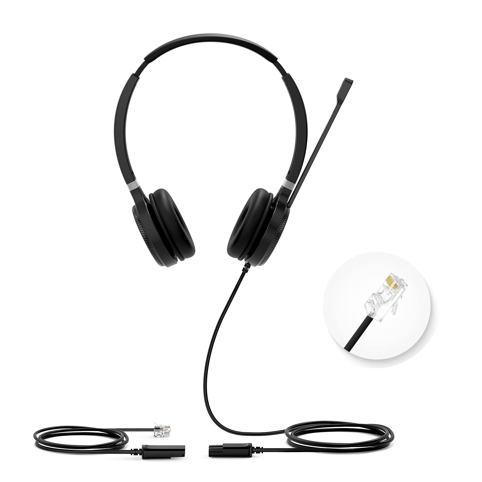 Yealink YHS36 Dual Telephone Headset with RJ9 Jack Phone Headset with Microphone Noise Canceling, Compatible with Yealink Poly Snom Desk Landline Phones (2.1m Cable)