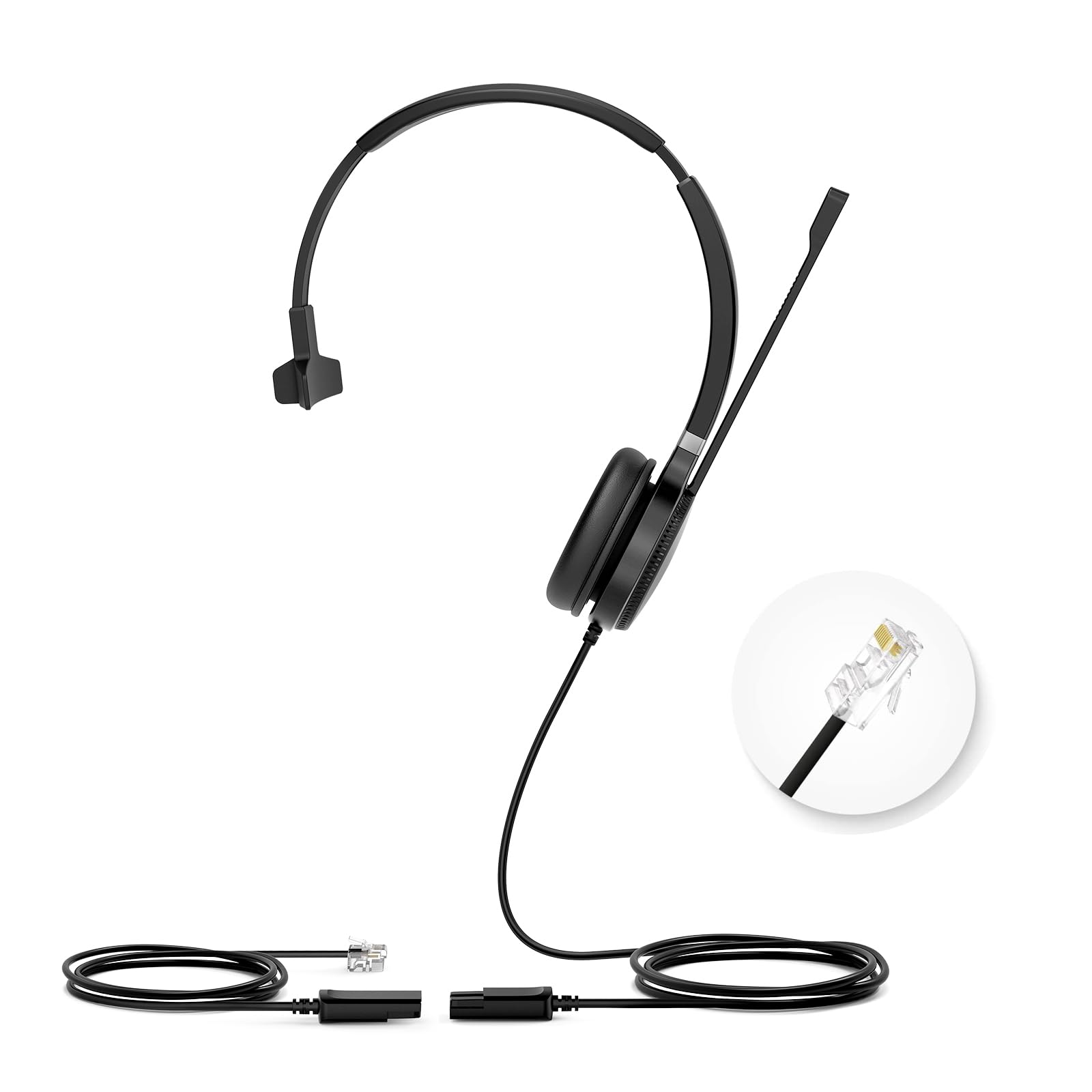 Yealink YHS36 Dual Telephone Headset with RJ9 Jack Phone Headset with Microphone Noise Canceling, Compatible with Yealink Poly Snom Desk Landline Phones (2.1m Cable)
