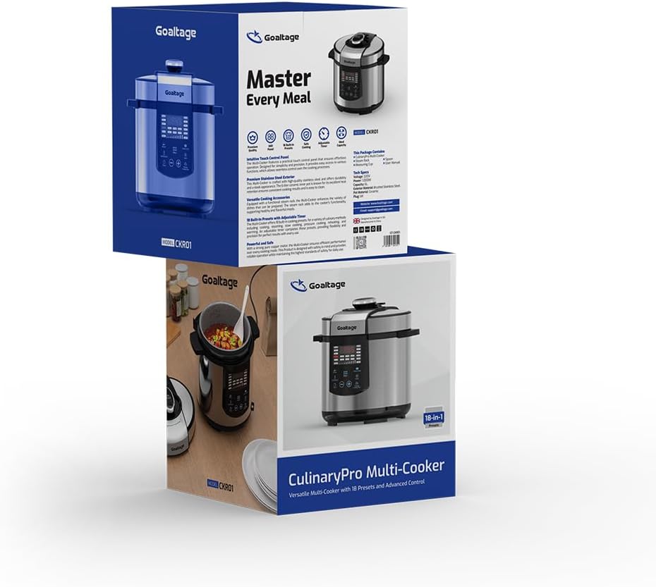 Goaltage CKR01 CulinaryPro Multi-Cooker, 1000W, 6L Capacity, 18 Presets, Stainless Steel