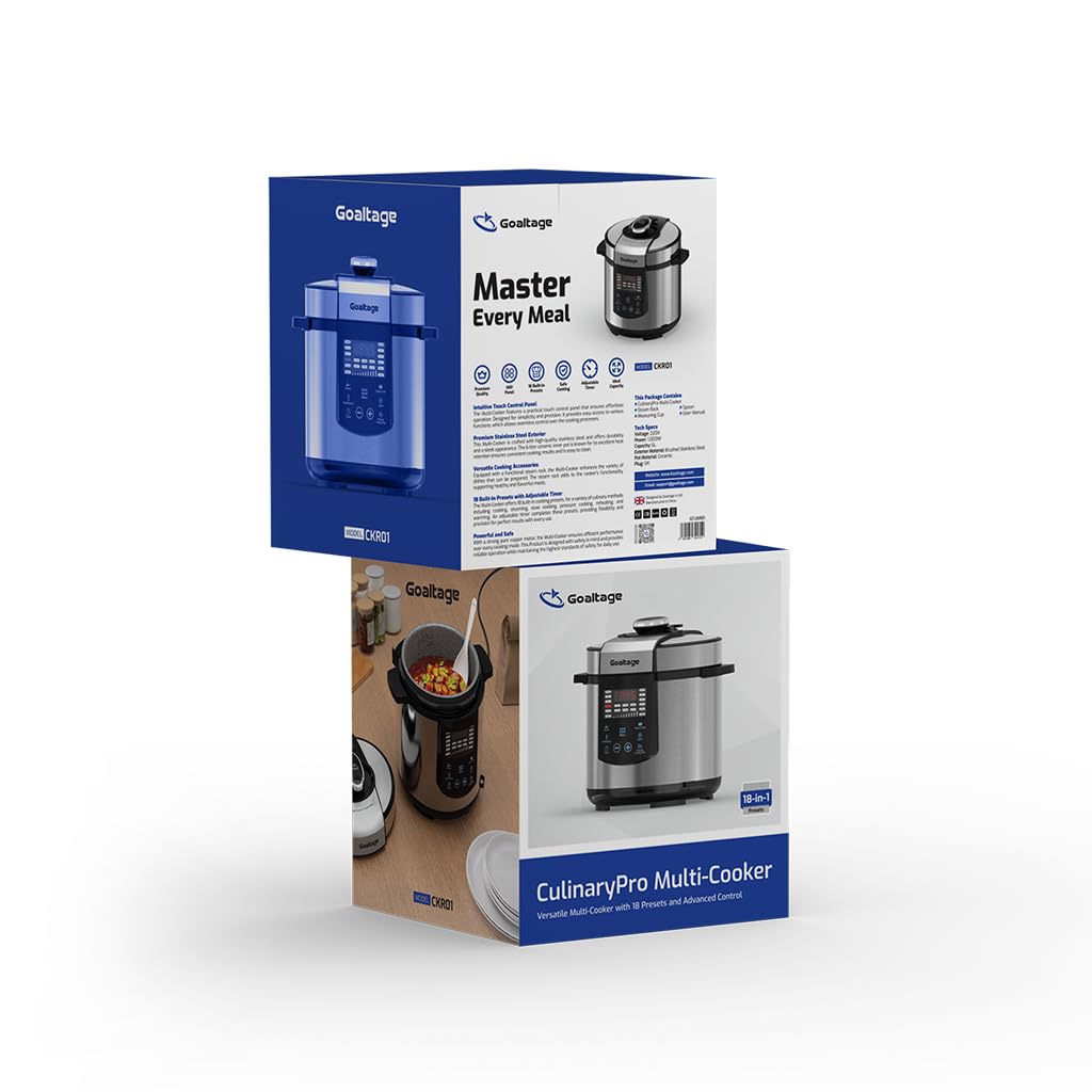 Goaltage CKR01 CulinaryPro Multi-Cooker, 1000W, 6L Capacity, 18 Presets, Stainless Steel