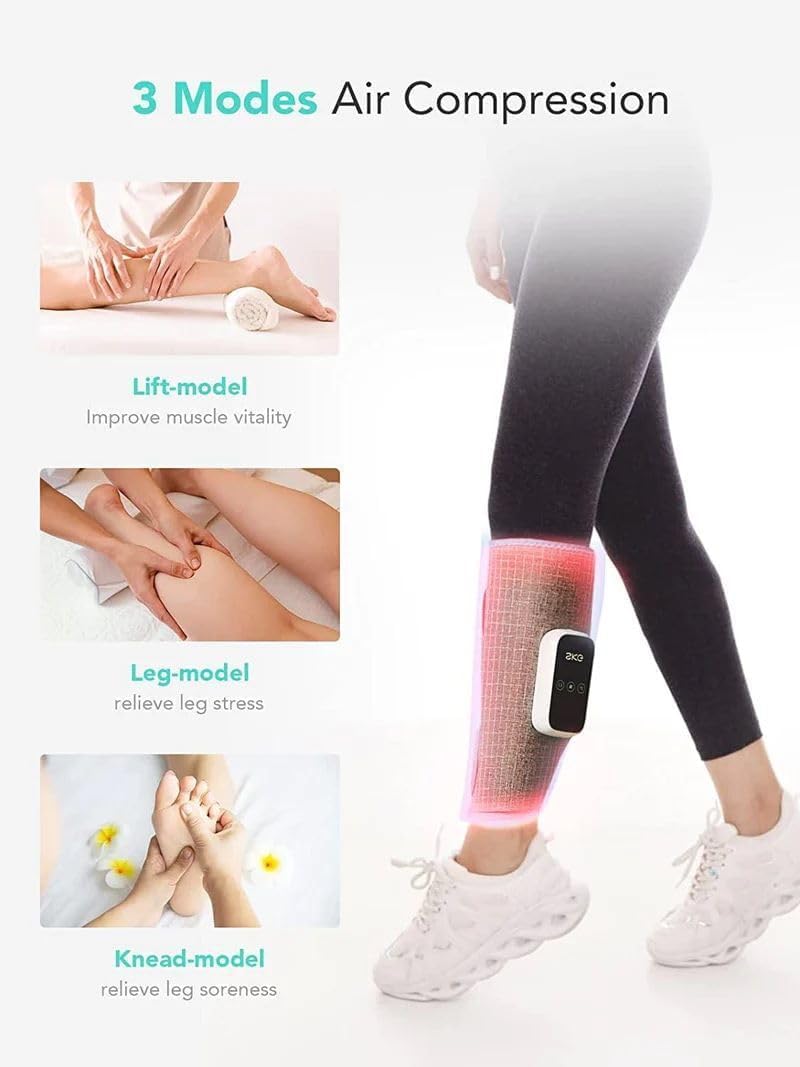 SKG Leg Massager with Heat, Cordless Foot and Calf Massager for Circulation, 3 Modes 3 Intensities Portable Leg Massager for Pain Relief Use at Home Office Car Women Men Gifts BM3-E