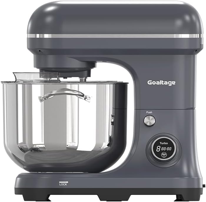 Goaltage MIX01 Food Mixer, Stainless Steel Stand Mixer with 8-Speed Modes, 10L Large Capacity, Digital Display, and Premium Quality, 2000W