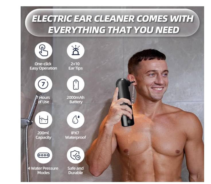 Ear Wax Removal - Water Powered Ear Cleaner - Ear Cleaner Electric Ear Cleaning Kit, Ear Irrigation Flushing System,Portable fully automatic handheld ear cleaner/water-powered ear cleaner