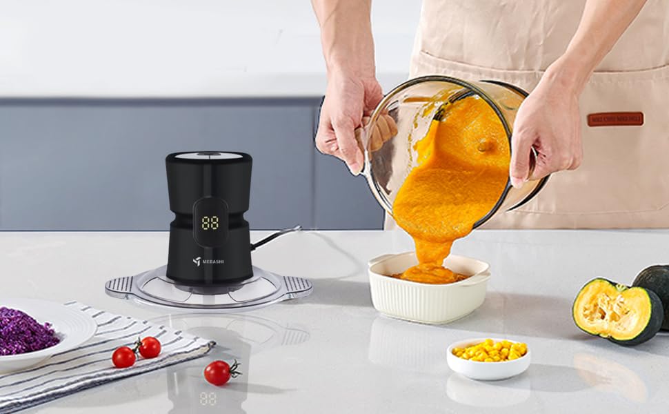 MEBASHI 3L Glass Bowl Chopper, 600W, 3 Speeds With Safety Switch, Stainless Steel Blades, (ME-CH4003) Black