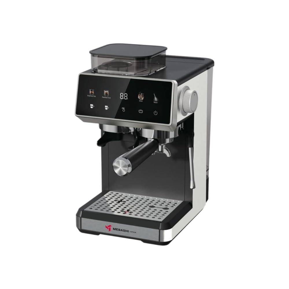 MEBASHI Commercial Espresso Machine, 20 Bar, Built-in Coffee Grinder, Touch Screen, 1350W, Stainless Steel (ME-CCM2072)