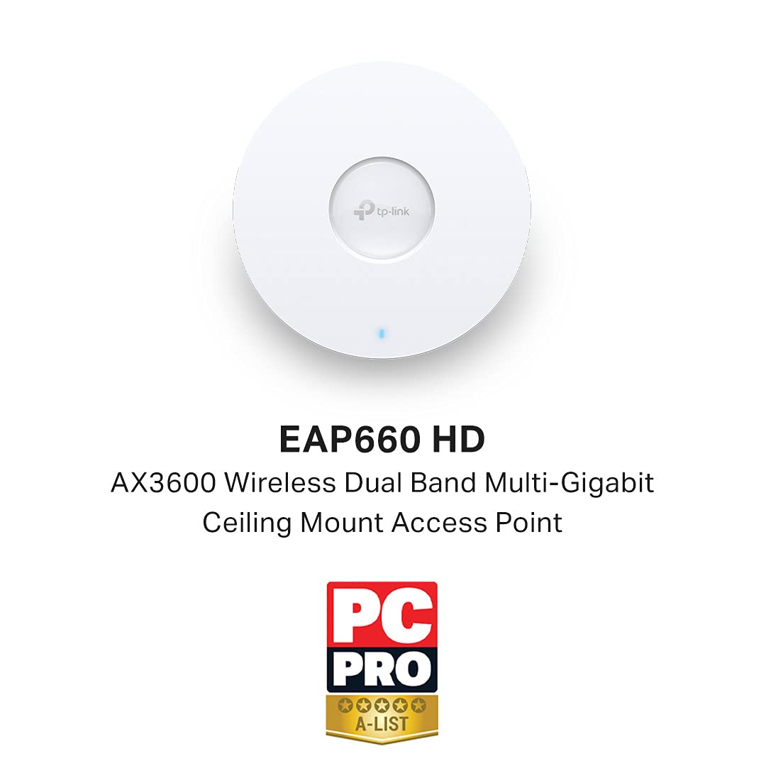 TP - لينك نقطة وصول لاسلكية واي فاي 6، AX3600 ثنائي النطاق، منفذ ايثرنت 2.5 جيجابايت في الثانية يدعم تقنية نقل الطاقة عبر الايثرنت 802.3at +، أداء عالي للغاية لبيئات عالية الكثافة (EAP660 HD)