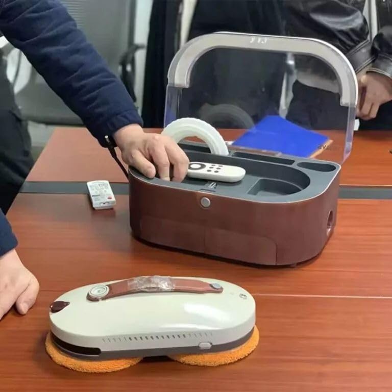 روبوت تنظيف النوافذ من ساتو، مكنسة كهربائية اوتوماتيكية للنوافذ بجهاز تحكم عن بعد مع خزان مياه مزدوج، الة تنظيف زجاج اوتوماتيكية قوية منخفضة الضوضاء مكنسة كهربائية روبوتية للنوافذ