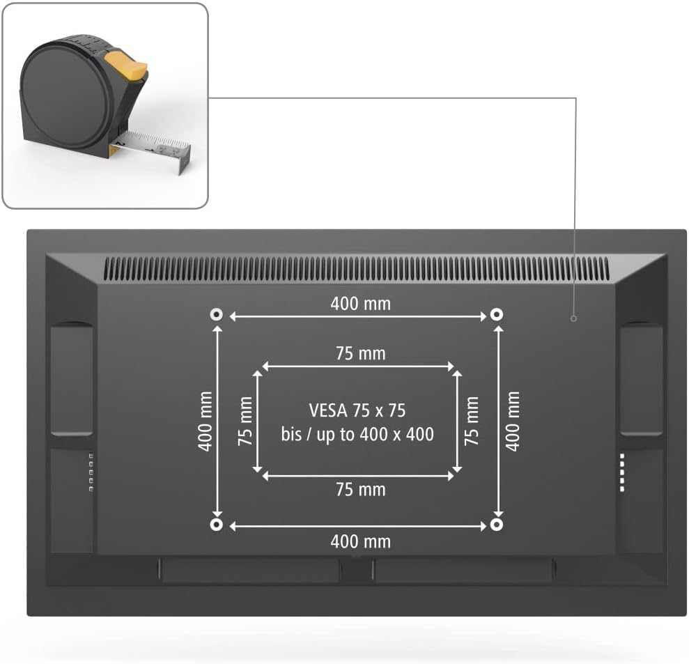 Hama TV Wall Mount Fix 118104, One Star, 400 x 400, 165 cm (65 Inch), Black - (Pack of 1)