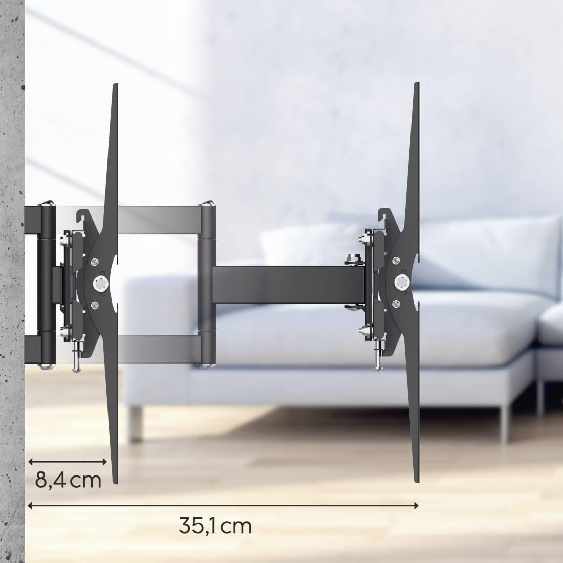 Hama 220830 Fullmotion Tilt TV Wall Bracket, 165 cm Size, 40 kg Capacity, Black