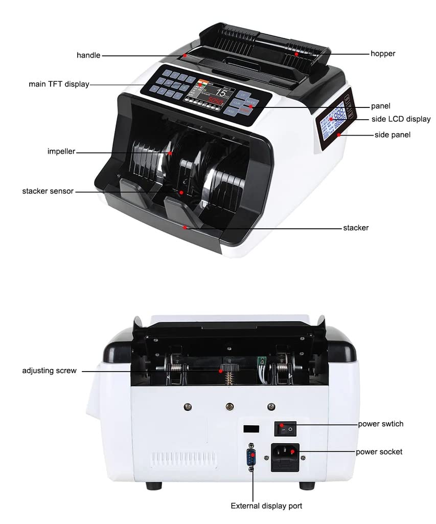 DAIA Money Counter Machine - Currency Counter with Screen - High-speed Counting & Ultraviolet/Magnetic Detection - Suitable for Most Currencies - 6 Month Warranty - For Businesses and Professionals