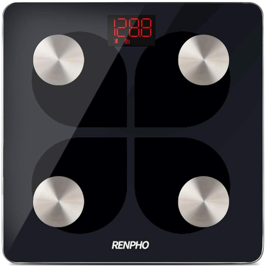 Renpho ES-28ML-BK Smart Scale Bluetooth Rechargeable via USB Port, Digital Body Fat Monitor Scale with Smartphone App, 370 lbs