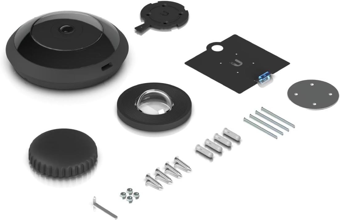 Ubiquiti Networks Unifi Camera AI 360 Pan-Tilt-Zoom Sharp 1920x1920 Video Stream | 30 FPS IR LEDs| 360° Fisheye Lens IPX4-Rated Surveilance -Black/Grey