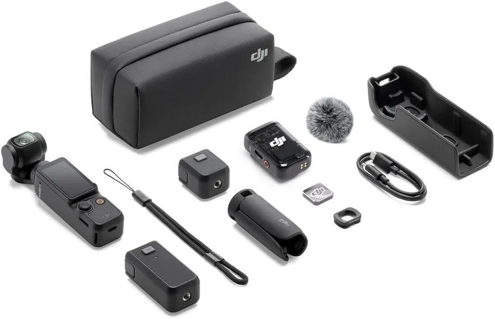 DJI مجموعة كومبو بوكيت 3 كريتور من اوسمو: كاميرا جيمبال 4K/120fps مع مستشعر 1 انش، اكتيف تراك 6.0، ميكروفون DJI 2، وتثبيت محسن