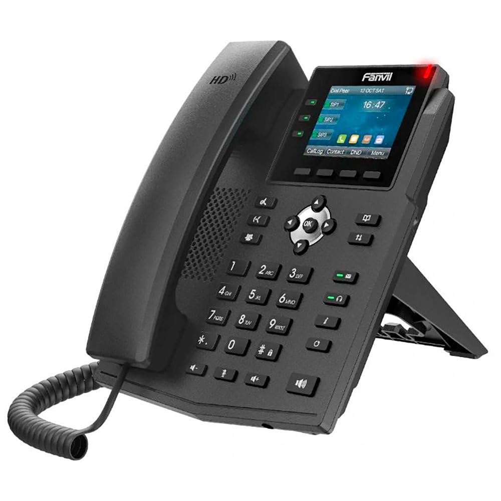 Fanvil X3U Enterprise VoIP Phone, 2.8 Inch Color Screen, 6 IP Lines, Dual Port Gigabit Network, Power Adapter Not Included