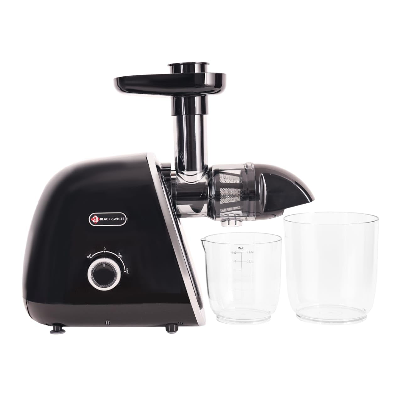 a BLACK & WHITE Slow Juicer with 7 speed controls and Reverse function BWSJ1515B