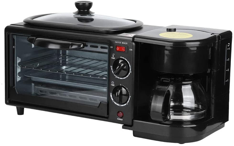 DualTech 3 IN 1 BREAKFAST MAKER PORTABLE TOASTER OVEN, GRILL PAN & COFFEE MAKER FULL BREAKFAST READY AT ONE GO