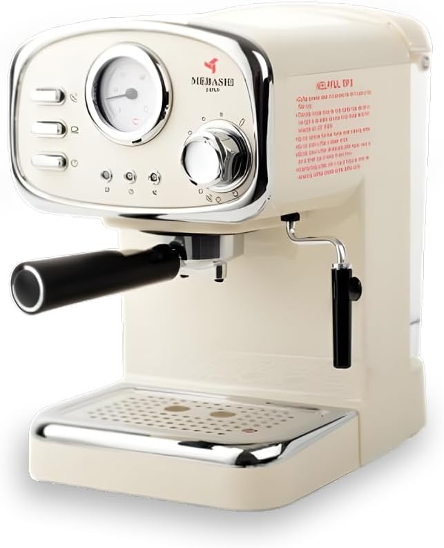 مايباشي ماكينة تحضير قهوة اسبريسو ME-ECM2010W - 20 بار، 1.25 لتر، اسود مع ميزان حرارة ومقبض بخار قابل للتعديل