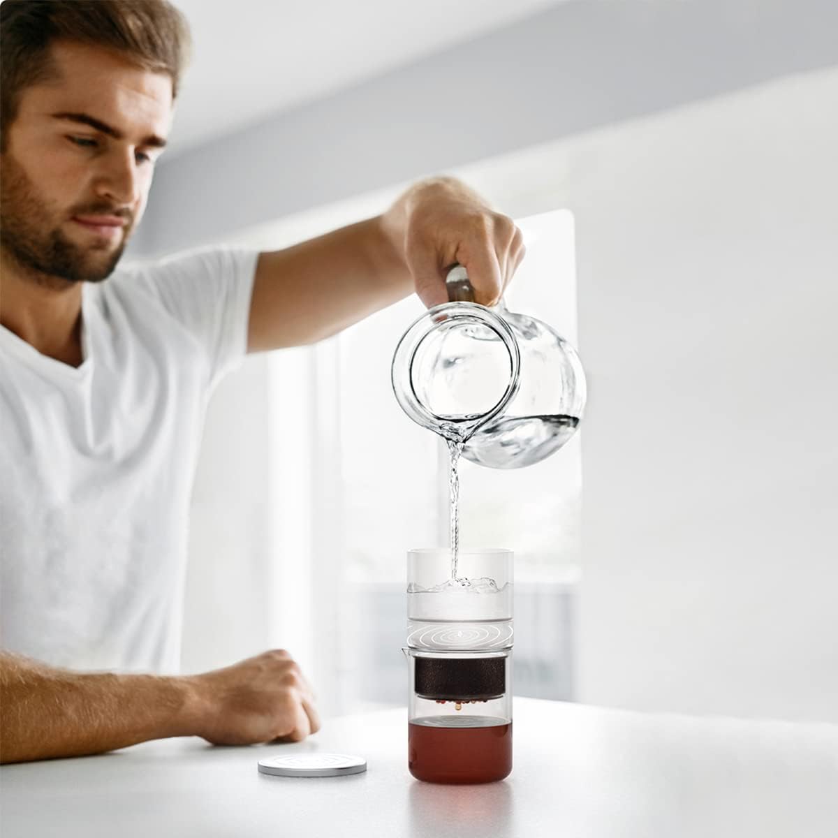 Recafimil 2-in-1 Cold Brew Coffee Dripper 300ml Detachable Glass with Stainless Steel Filter for Home and Office