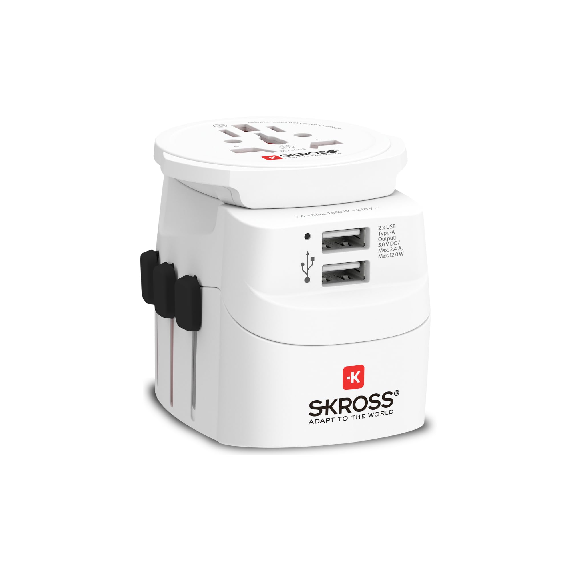 سكروس محول USB عالمي خفيف 2xA من برو، ابيض