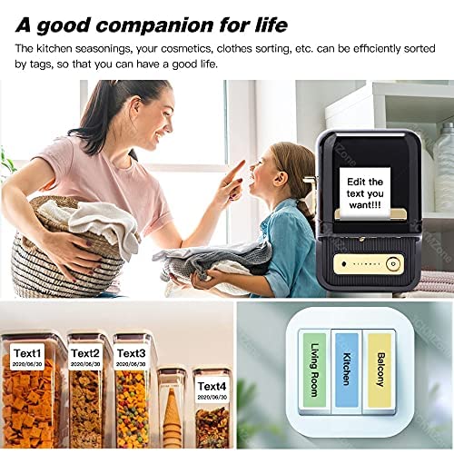 Nimbot B21 Portable Thermal Label Printer - Multifunctional Mini Barcode Printer for Android & iOS (Black)