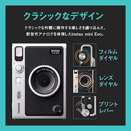 Fujifilm Instax Mini Evo Hybrid Instant Camera Black (Instant Camera/Smartphone Printer/Digital Camera)