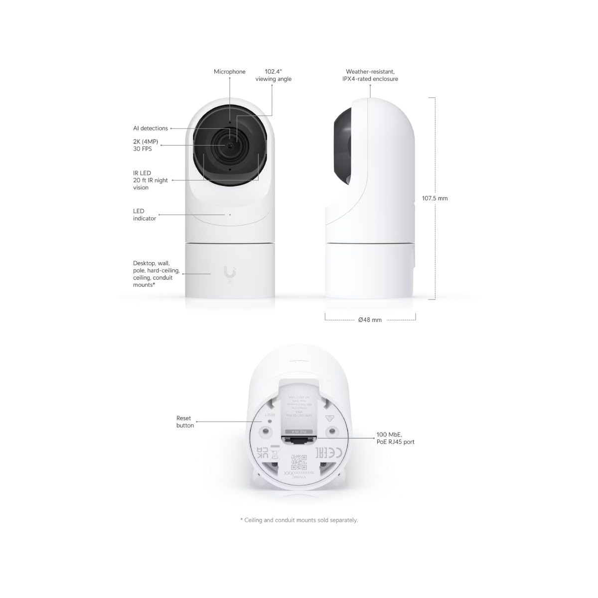 يوبيكويتي نيتوركس كاميرا يوني فاي بروتكت UVC-G5-Flex 4MP/2K PoE IP، ميكروفون مدمج [UVC-G5-Flex]