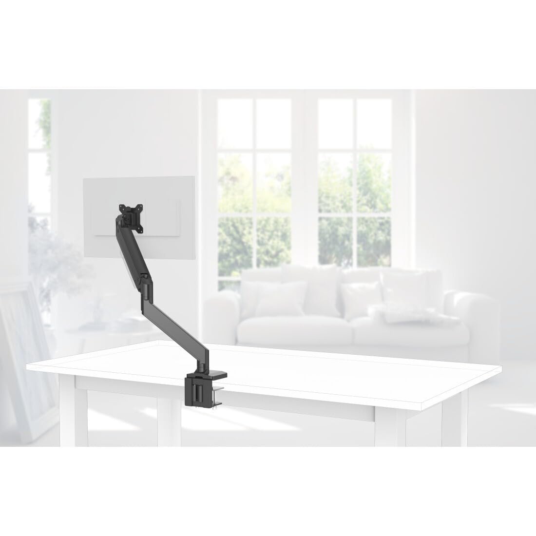 Hama 118497 Fullmotion Single Arm Monitor Desk Mount Stand with Gas Spring for 33 cm - 88.9 cm Screen Size, Black