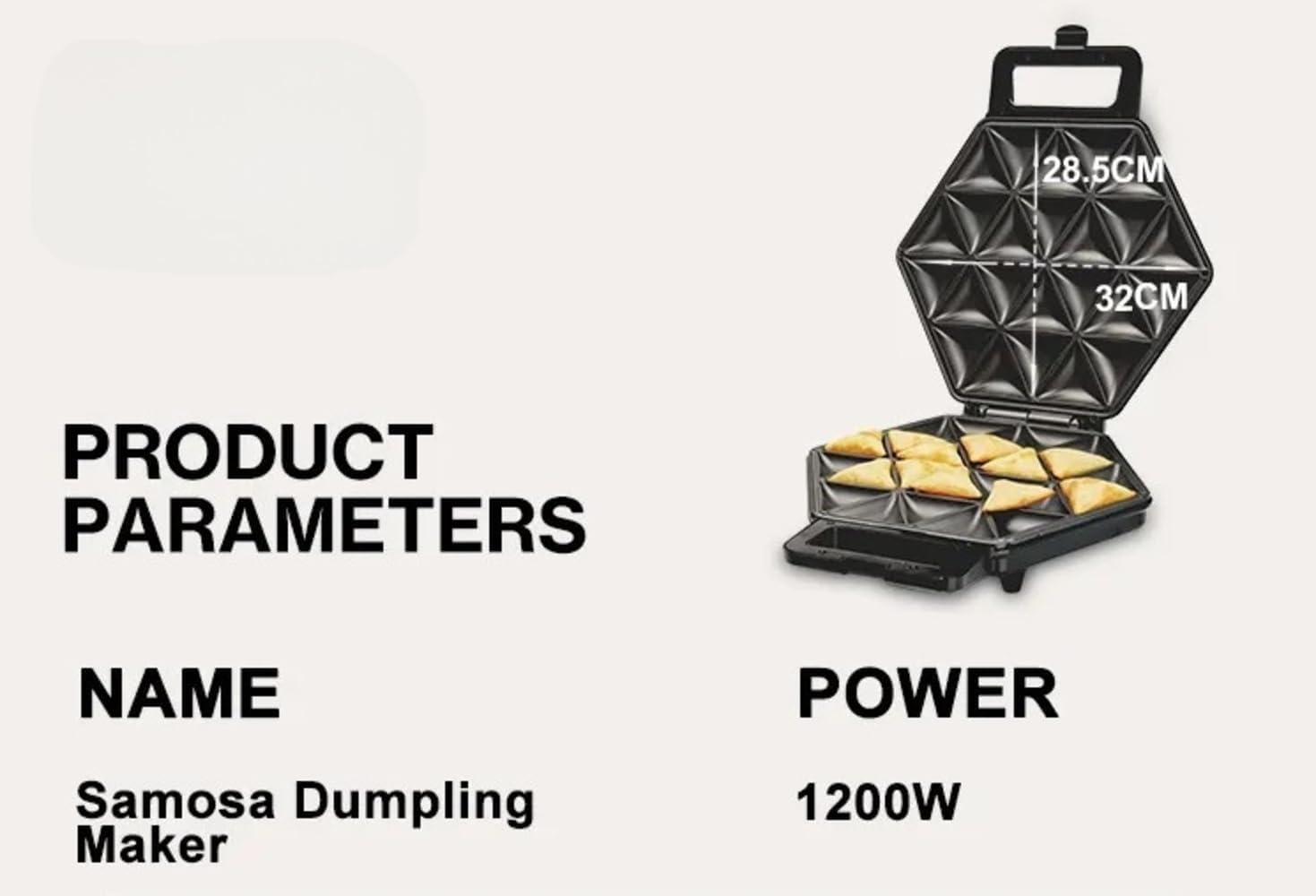 DSP Samosa Maker KC1221 with 8 Cavity Molds, 1200 Watt Power, Non-Stick Coating, Ideal for Home or Commercial Use