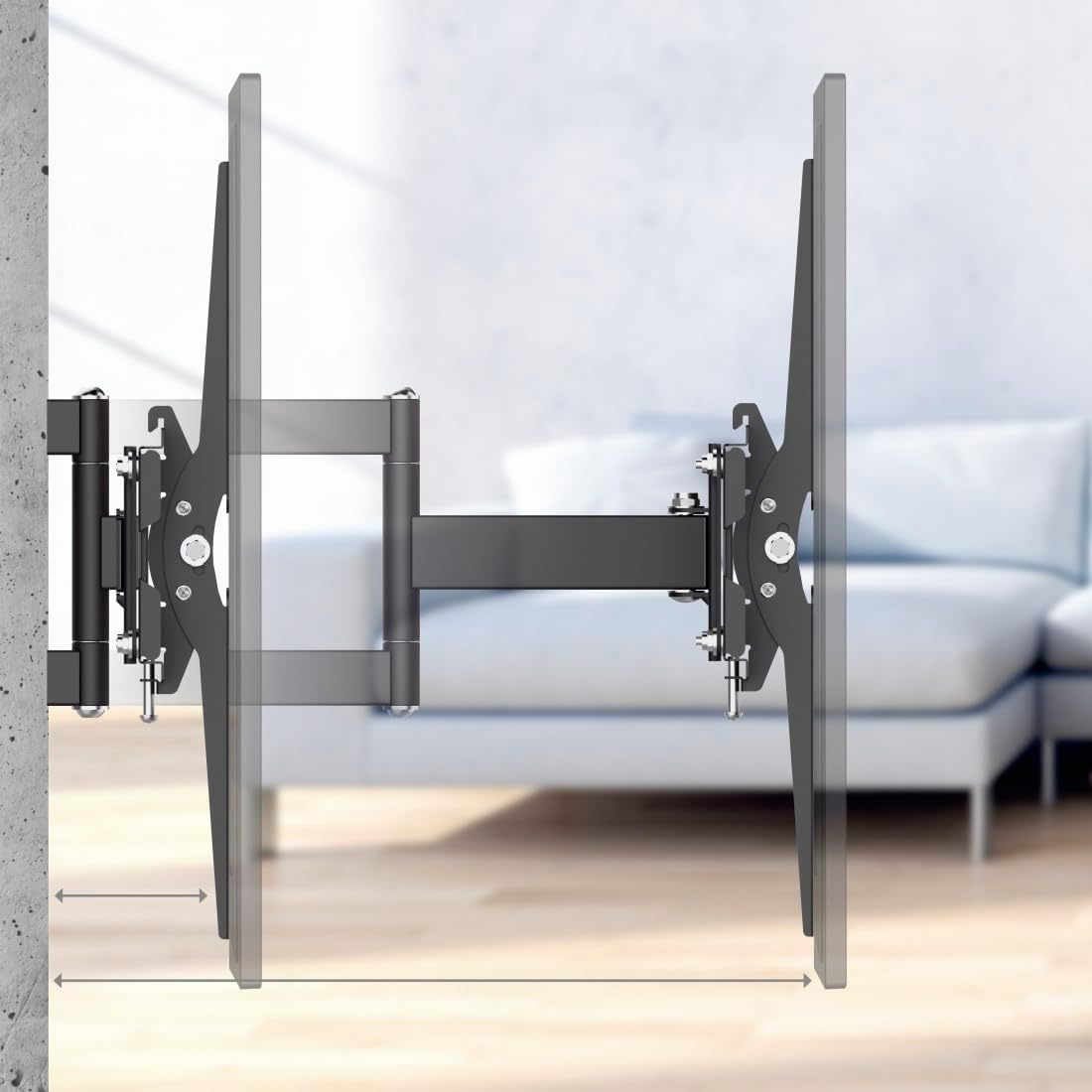 Hama 220830 Fullmotion Tilt TV Wall Bracket, 165 cm Size, 40 kg Capacity, Black