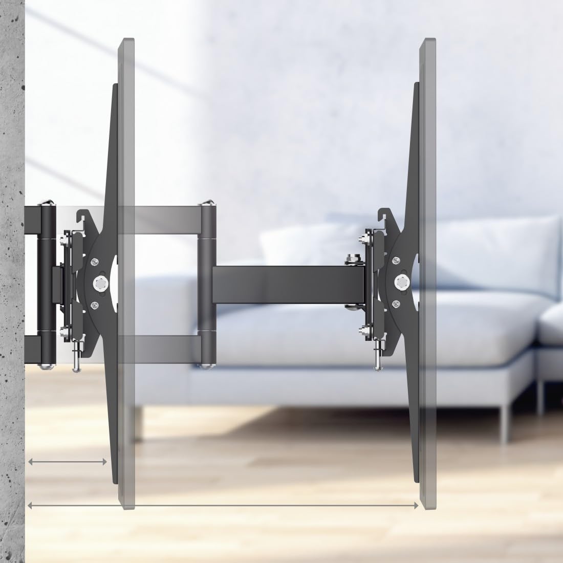 Hama 220830 Fullmotion Tilt TV Wall Bracket, 165 cm Size, 40 kg Capacity, Black