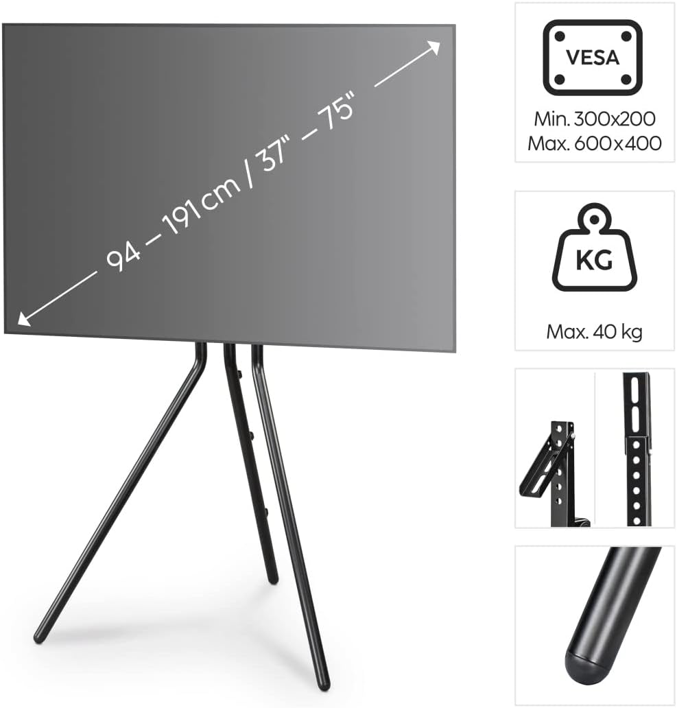 هاما حامل تلفزيون قائم بذاته 220870، مقاس 191 سم، سعة 40 كغم، اسود