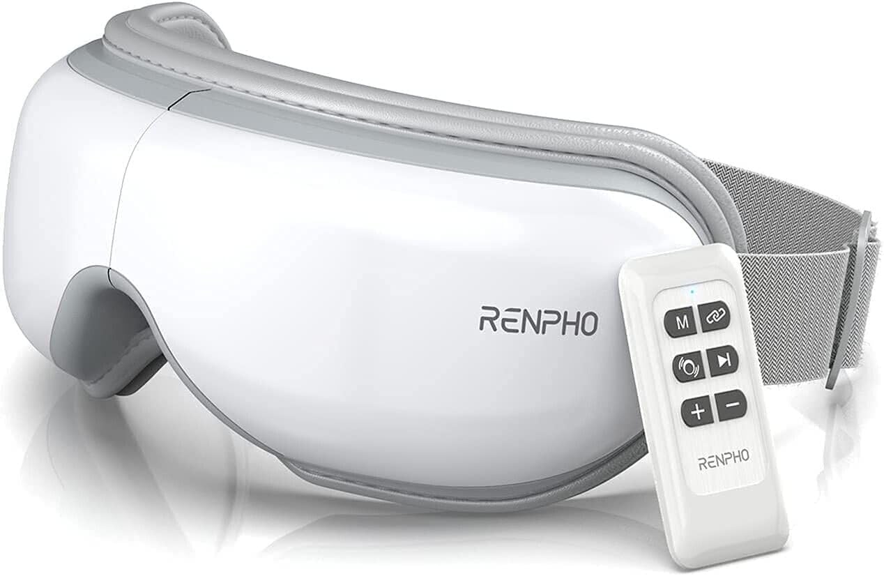 جهاز تدليك العين رينفو ايريس 1 مع الحرارة والاهتزاز وجهاز تحكم عن بعد وقابل لاعادة الشحن من رينفو RF-EM001R-WH.