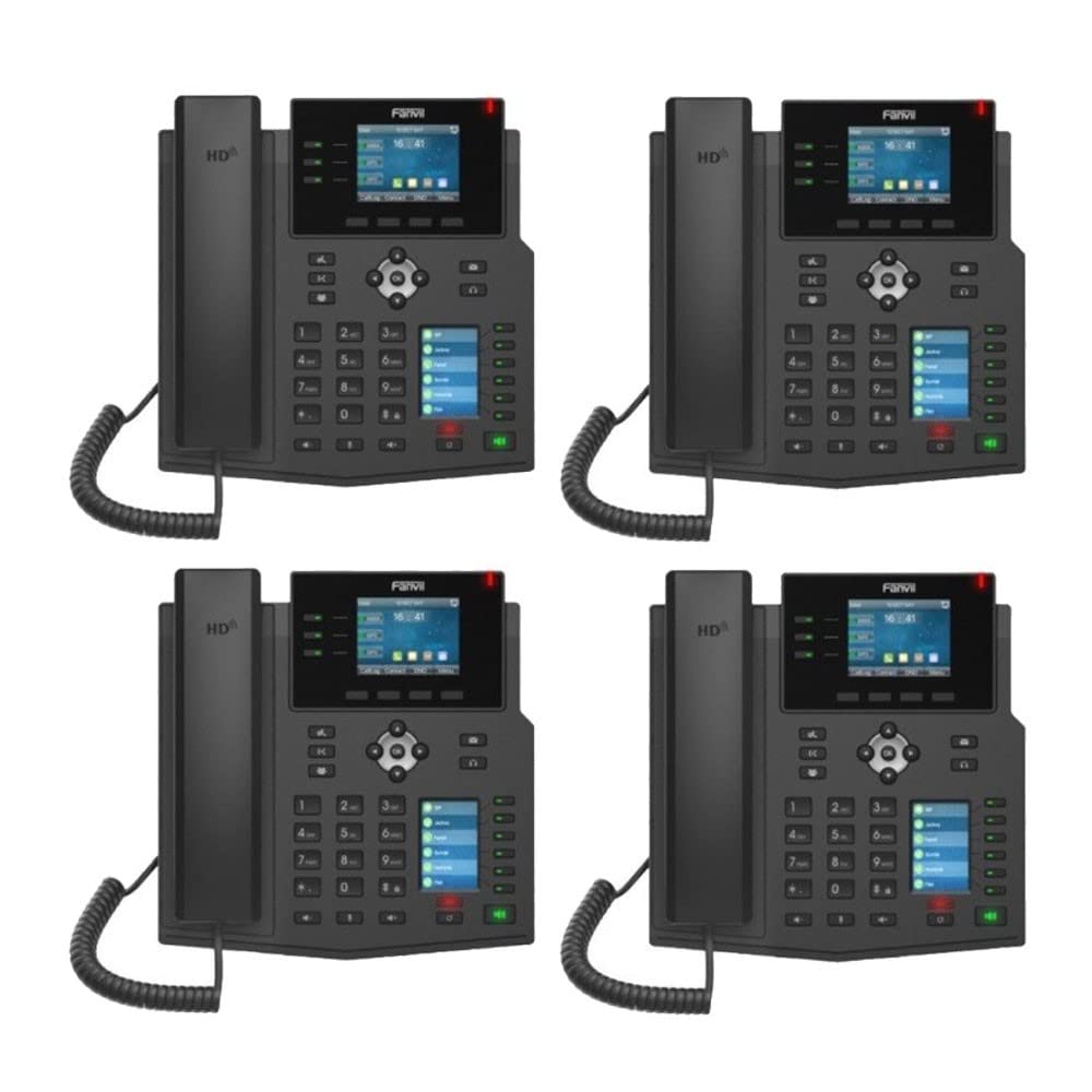 Fanvil IP Phone X4U Gigabit SIP Enterprise Desktop Phone with Dual-Color LCD Display (4-Pack)