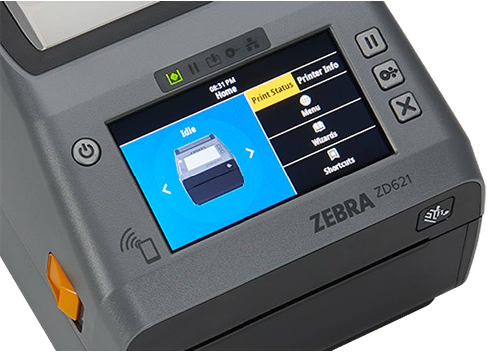 زيبرا ZD621t، 12 نقطة/ملم (300 نقطة لكل بوصة)، ار تي سي، USB، مضيف USB، RS232، بلوتوث (BLE)، ايثرنت، ZD6A043-30EF00EZ-رمادي