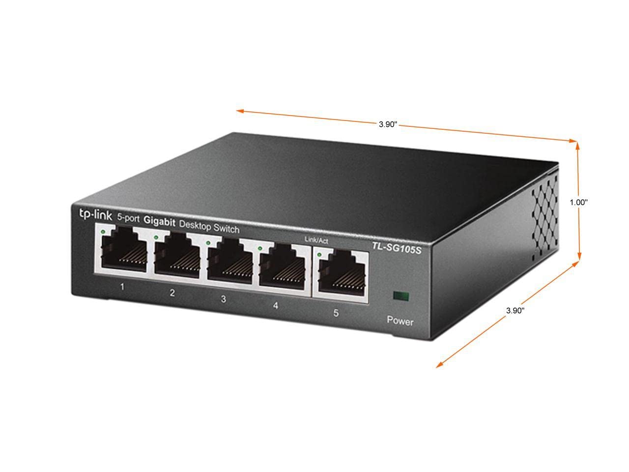 TP-Link TL-SG105S | 5 Port Gigabit Ethernet | Desktop/Wall Mount | Plug and Play | Fanless | Sturdy Metal | 3 Year Manufacturer Warranty | 802.1p/DSCP QoS & IGMP Snooping | Compact Design