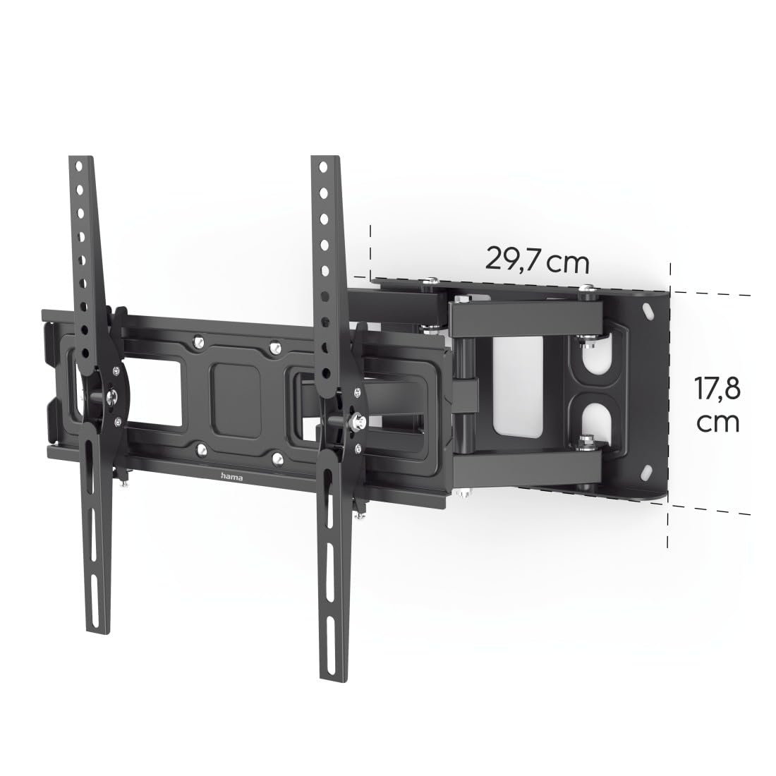 Hama 220830 Fullmotion Tilt TV Wall Bracket, 165 cm Size, 40 kg Capacity, Black