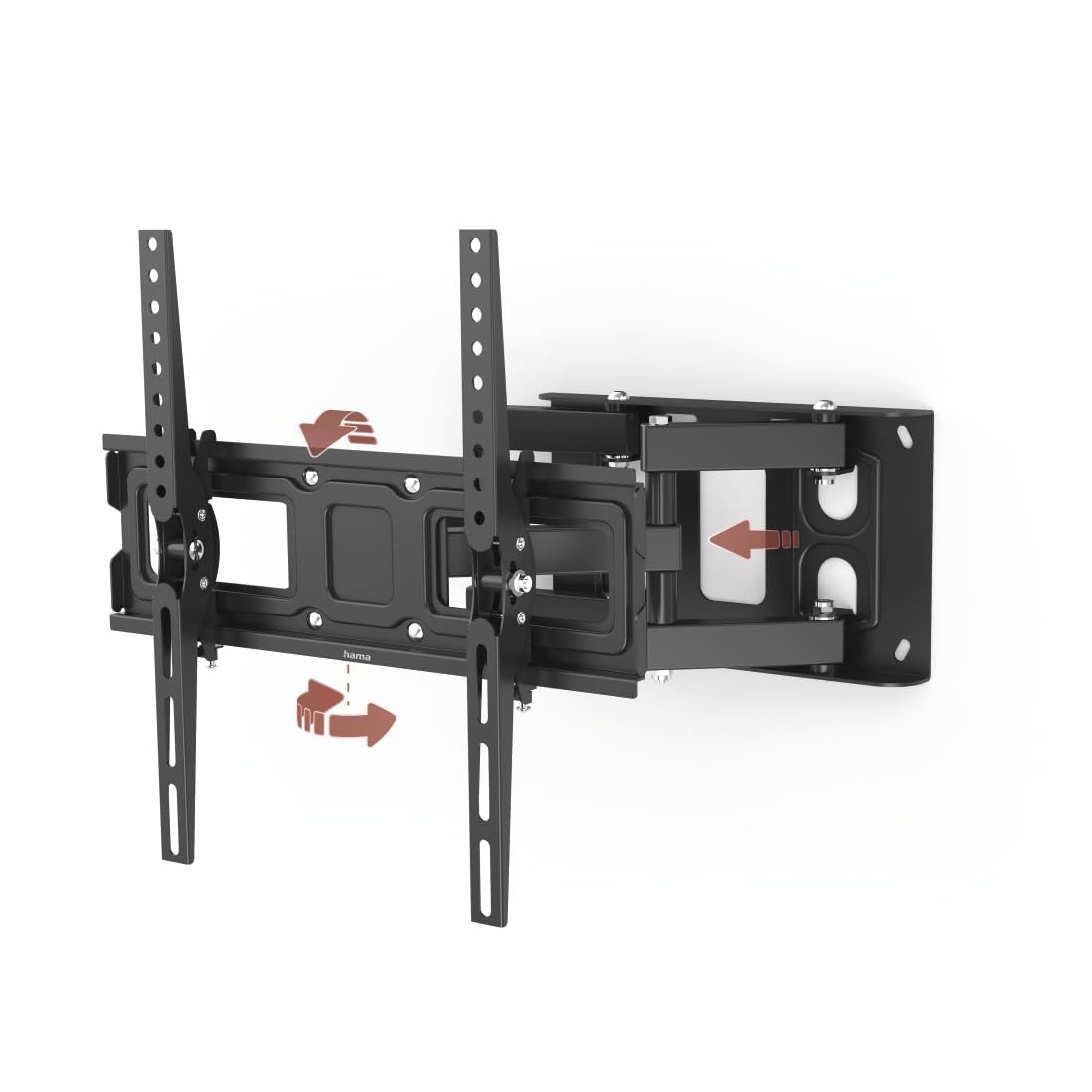 Hama 220830 Fullmotion Tilt TV Wall Bracket, 165 cm Size, 40 kg Capacity, Black