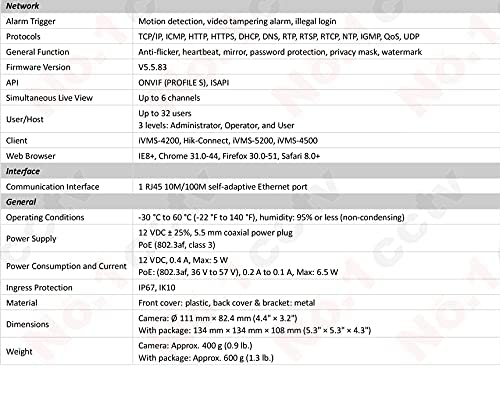 Hikvision DS-2CD1123G0E-I 2 Megapixel Infrared Camera, 1920 × 1080 at 30fps, Infrared Range up to 30 Meters, Fixed Lens 2.8mm/4mm, 1/2.8 Inch Progressive Scan