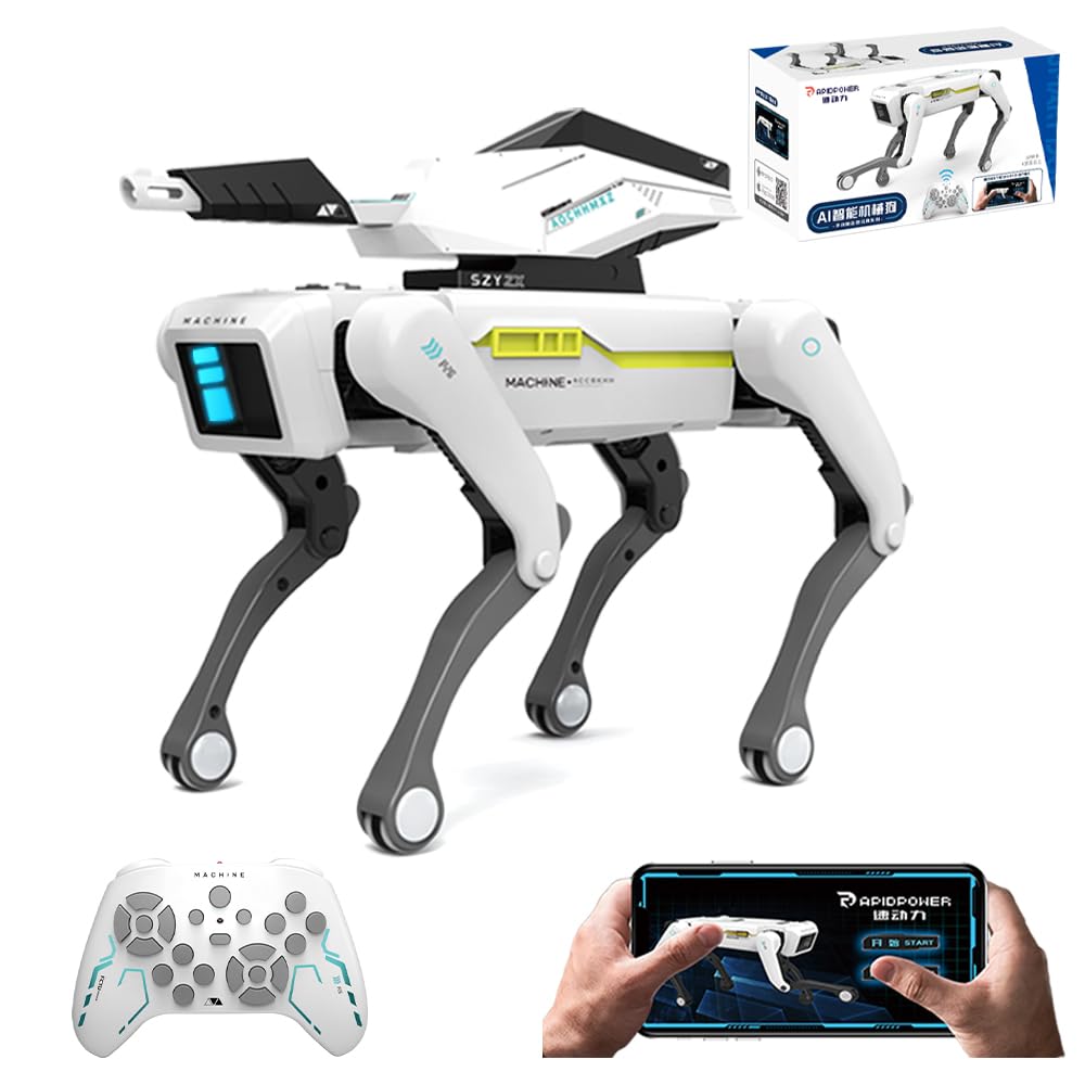 X-Verse RC Robot Dog for Children Remote Controlled Toy, Programmable Dance Music Robot Dog, Shooting Water Bombs Voice and Interact, Gifts for Boys, Girls 3-12 Years