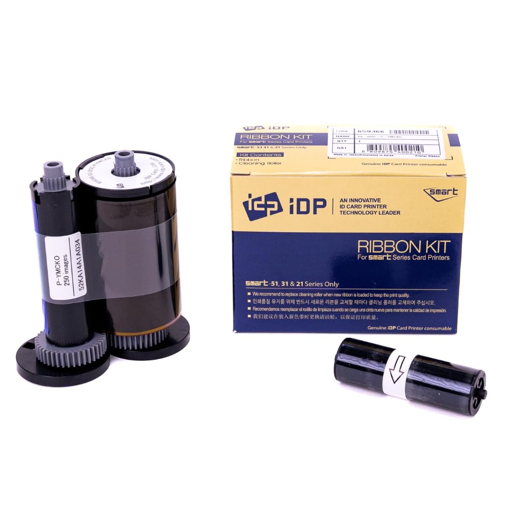 IDP SMART-21 YMCKO Original Consumables Kit with 100 Color Ribbon, 100 Primus Plastic PVC Cards and Cleaning Roller (Not Compatible with IDP Solid Brand Products)