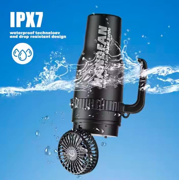 Fipka Coated Stainless Steel Water Bottle Fan with Straw Leak-Proof Thermal Infuser 1180ml Dishwasher Safe for Summer Sports Use