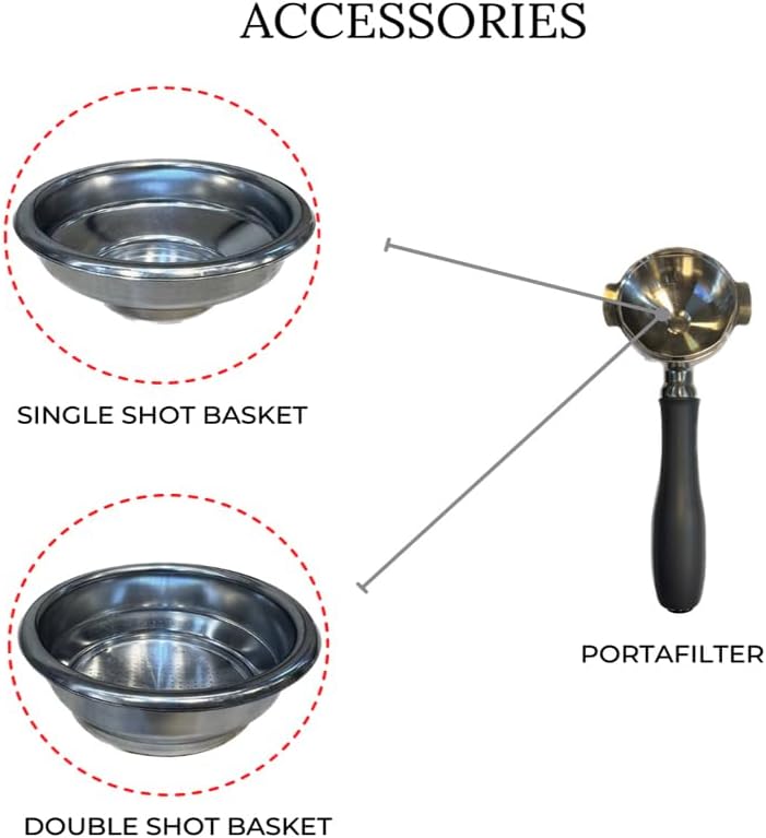 MEBASHI Espresso Coffee Machine - 15 Bar, 1.7L Capacity, Stainless Steel, Multifunction with Adjustable Brewing Time, and Professional Porta-Filter (ME-ECM2043)(1450W)