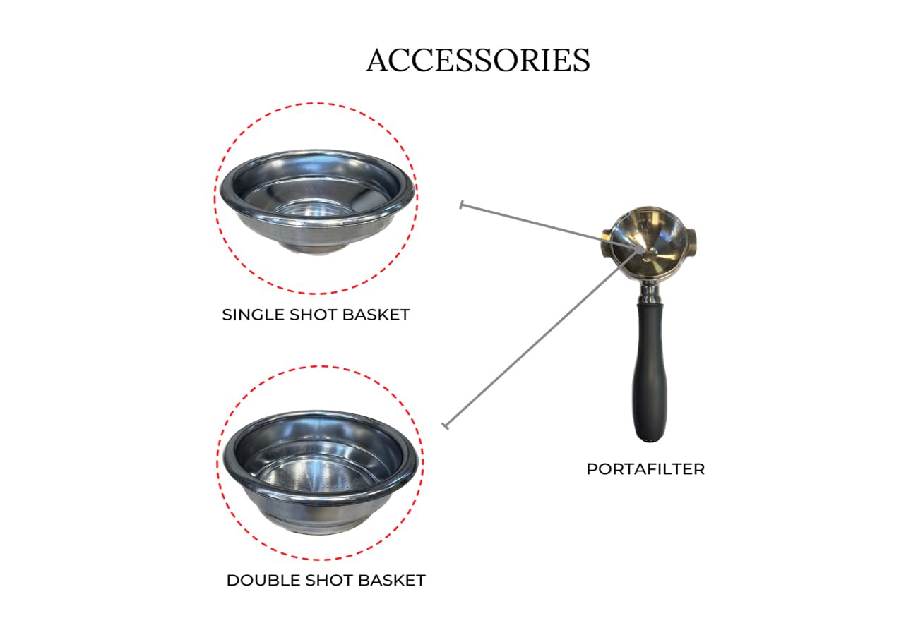 MEBASHI Espresso Coffee Machine - 15 Bar, 1.7L Capacity, Stainless Steel, Multifunction with Adjustable Brewing Time, and Professional Porta-Filter (ME-ECM2043)(1450W)