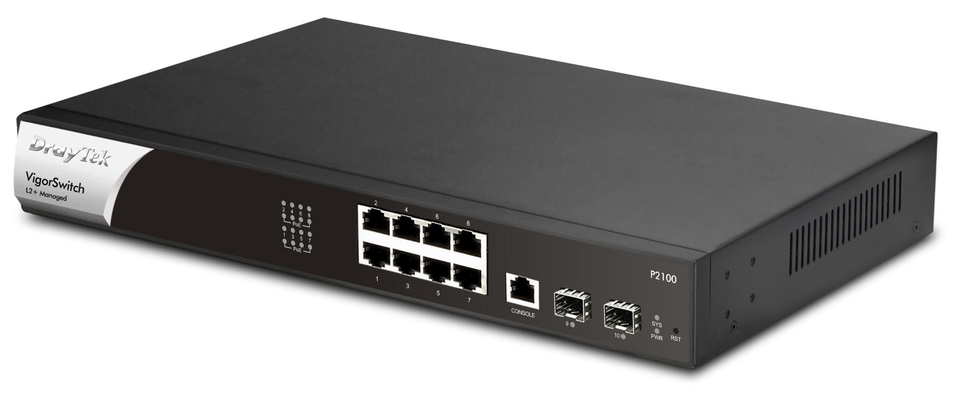 درايتك VigorSwitch P2100 - L2+ - مدار - 8 منافذ جيجابت (PoE+) + 2 × جيجابت SFP (أوبلينك)