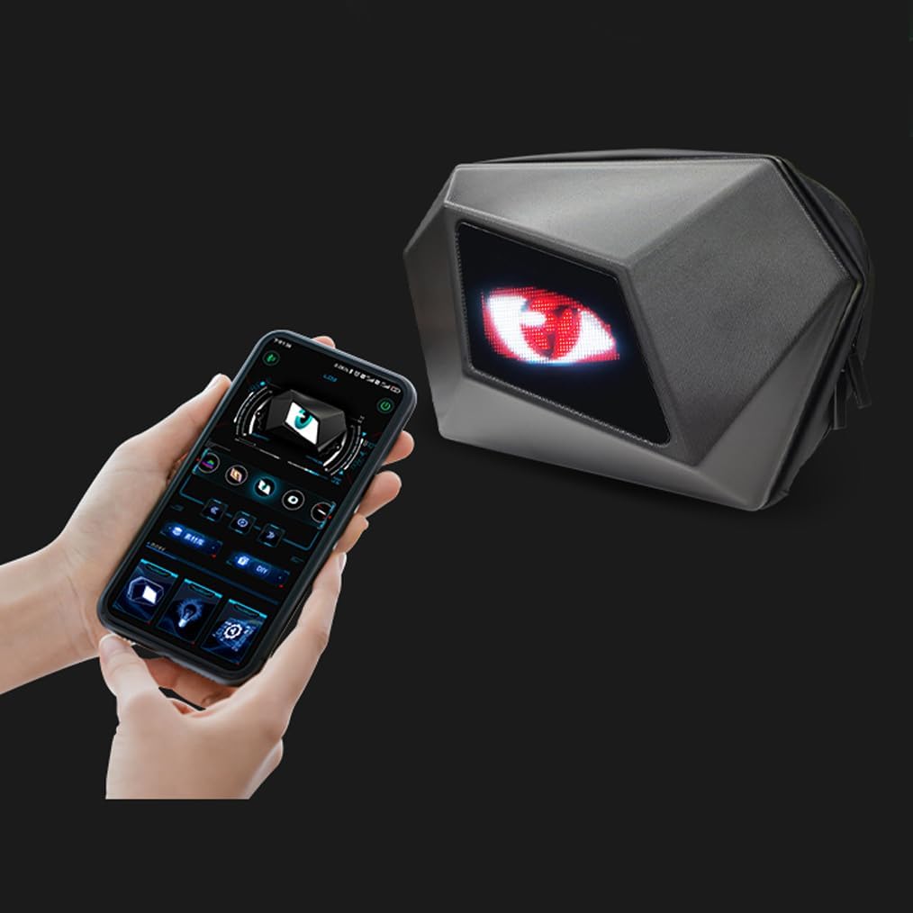 RGA LED Backpacks, Pixel Art Motorcycle Backpack, Dynamic, Wi-Fi, Waterproof, 64 x 64 cm, Supports iOS/Android System, LED Display, Text/Picture/Gif Animation, College Students Laptop Backpack