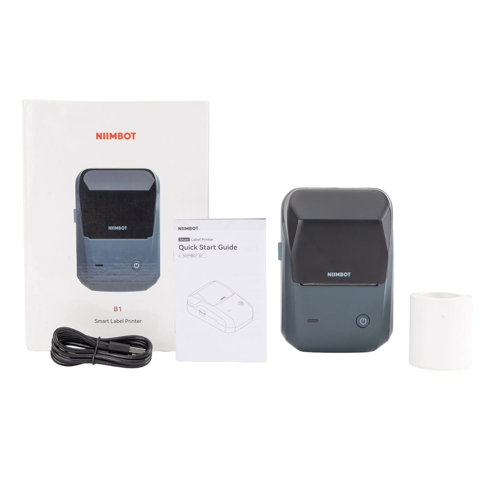 JUANZI Label printer, B1 Label Maker Machine Mini Pocket Thermal Label Printer All in One BT Connect Price Tag DIY Date Journal Study Sticker Labeling Machine with 50*30mm Label Roll Compatible with i